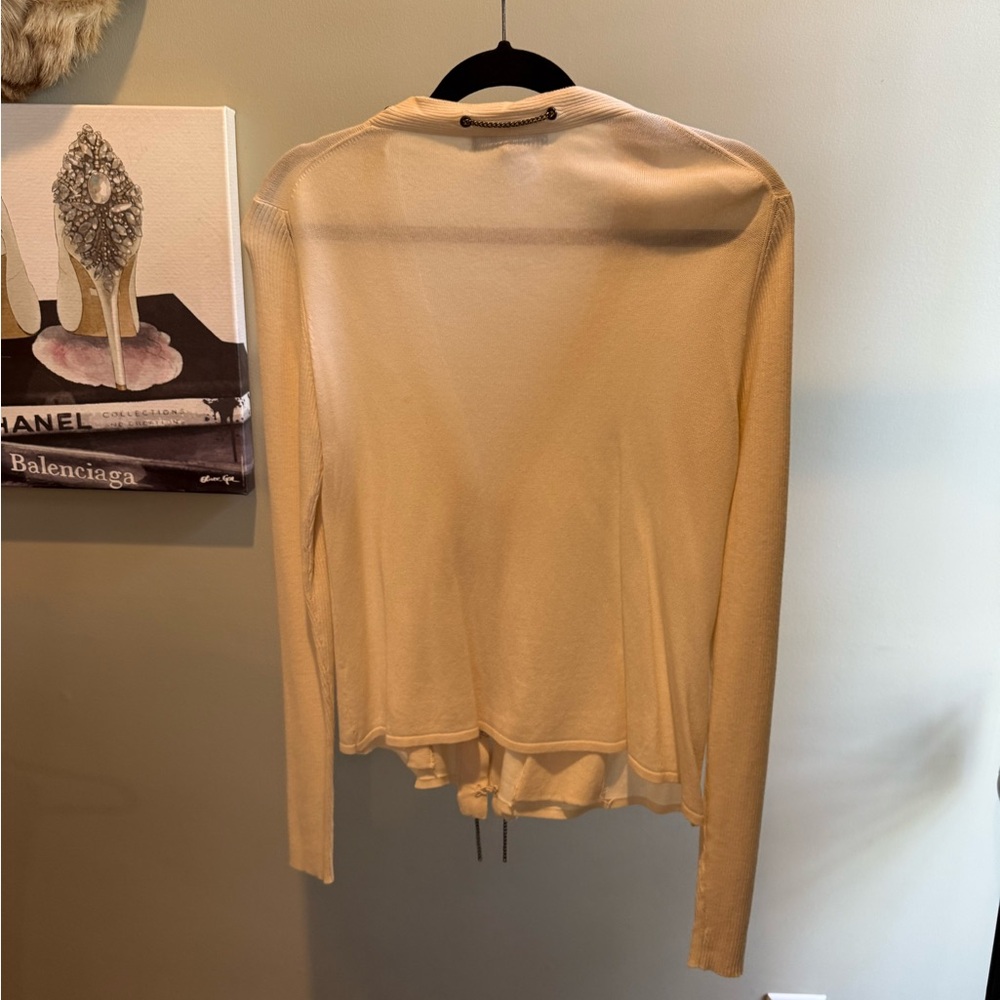 Nanette Lepore Ivory Long Sleeve Cardigan with chain detail Size L - Picture 10 of 11